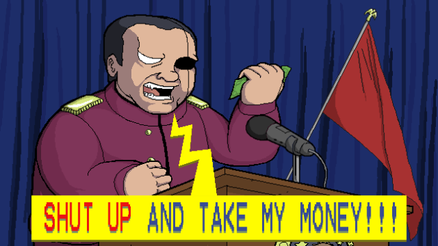 Evil guy wants you to take his money.